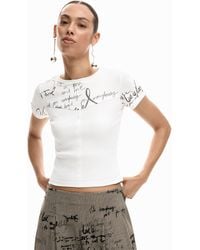 Desigual - T-Shirt Rib Lettering, Cotton - Lyst