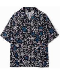 Desigual - Shirt With Contrasting Illustrations, Cotton - Lyst