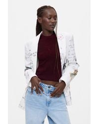 Desigual - Blazer With Floral Print, Cotton - Lyst