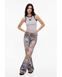 Desigual - Printed Flare Jeans, Cotton - Lyst