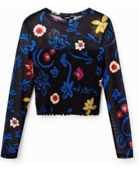 Desigual - Short Slim Floral T-Shirt, Polyester - Lyst