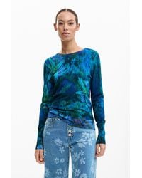 Desigual - Feiner Pullover Garten Blumen, Damen, Grün - Lyst