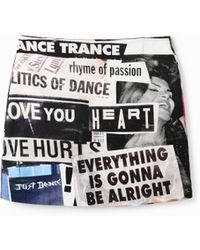 Desigual - Slim Newspaper Mini Skirt, Cotton - Lyst