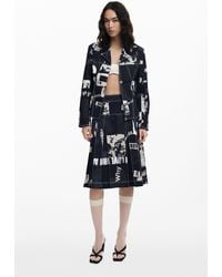 Desigual - Falda Midi Tablas Periódico - Lyst