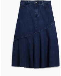Desigual - Denim Midi Skirt With Ruffle, Cotton - Lyst