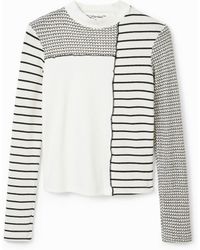 Desigual - Slim Striped Patchwork T-Shirt - Lyst