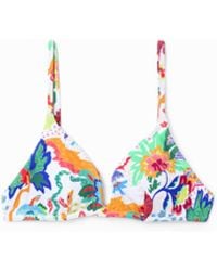 Desigual - Jungle Design Triangle Bikini Top - Lyst