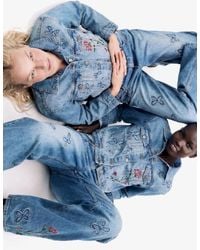 Desigual - Bestickte Denim-Jacke Aus 100% Baumwolle, Damen, Baumwolle, Blau - Lyst