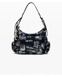 Desigual - Sac À Bandoulière Moyen Journal, Femme, Coton, Noir - Lyst