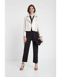 Desigual - Biker Jacket With Fringe And Studs, Polyester - Lyst