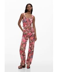 Desigual - Printed Denim Trousers, Cotton - Lyst