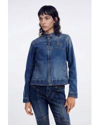 Desigual - Denim Biker Jacket, Cotton - Lyst