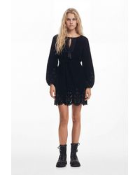 Desigual - Embroidered Mini Dress, Polyester - Lyst