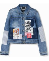 Desigual - Patchwork Mickey Mouse Denim Jacket - Lyst