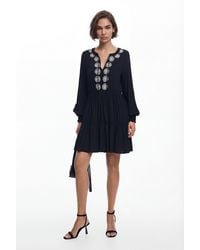 Desigual - Mini Dress With Details, Viscose - Lyst