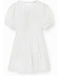 Desigual - Kurzes Kleid Schweizer Lochstickerei - Lyst