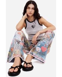 Desigual - Printed Flare Jeans, Cotton - Lyst