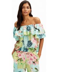 Desigual - Floral Ruffled Blouse - Lyst