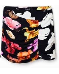 Desigual - Draped Floral Mini Skirt, Viscose - Lyst