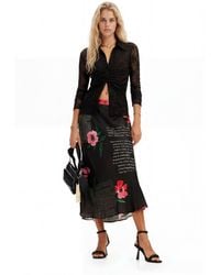 Desigual - Text Slip Midi Skirt, Viscose - Lyst