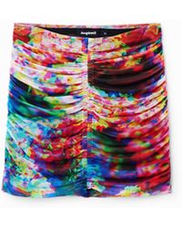 Desigual - Floral Ruched Tulle Mini Skirt, Polyester - Lyst