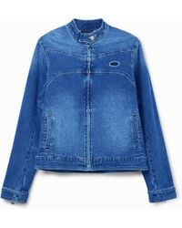 Desigual - Denim Biker Jacket, Cotton - Lyst