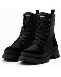 Desigual - Leopard-Effect Lace-Up Boots - Lyst