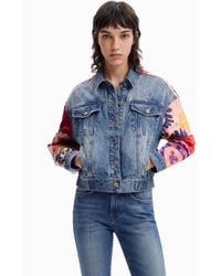 Desigual - Short Patchwork Denim Jacket, Cotton - Lyst