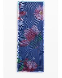 Desigual - Rectangular Bluestrip Scarf, Polyester - Lyst