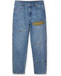 Desigual - Straight Patchwork Jeans, Cotton - Lyst