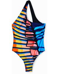Desigual - Asymmetric-Strap Swimsuit - Lyst