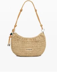 Desigual - Medium Oval Raffia Bag With Charms, Paper - Lyst