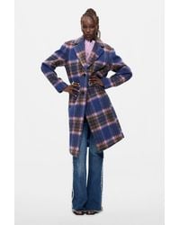 Desigual - Long Checkered Coat - Lyst