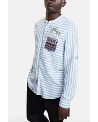 Desigual - Striped Eco Shirt With Badge And Palm Tree - Lyst