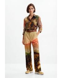Desigual - M. Christian Lacroix Straight Landscape Trousers, Cotton - Lyst