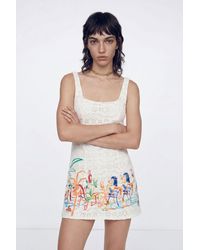 Desigual - Short Lace Illustration Dress, Polyester - Lyst