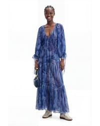 Desigual - Long Tie Dress, Polyester - Lyst