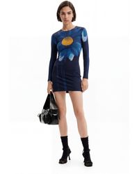 Desigual - Ribbed Daisy Mini Dress, Viscose - Lyst