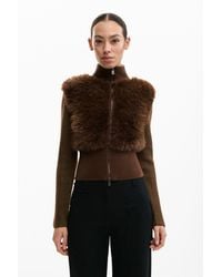 Desigual - Chocolate Knit Jacket - Lyst