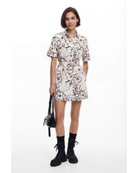 Desigual - Dress With Drawn Flowers, Cotton - Lyst
