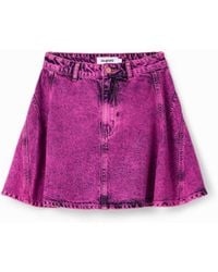 Desigual - Maitrepierre Acid-Wash Skater Mini Skirt, Cotton - Lyst