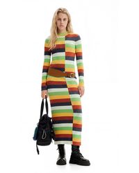 Desigual - Striped Knit Midi Dress - Lyst