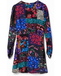 Desigual - Short Patchwork Cut-Out Dress - Lyst