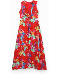 Desigual - Long Cut-Out Dress, Viscose - Lyst