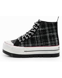 Desigual - Tartan Platform High-Top Sneakers, Polyester - Lyst