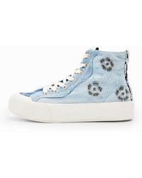 Desigual - High-Top Denim Sneakers - Lyst