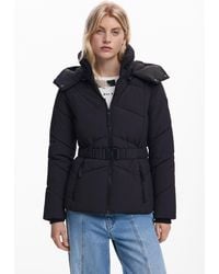Desigual - Gesteppter Mantel Mit Gürtel, Damen, Polyester, Schwarz - Lyst