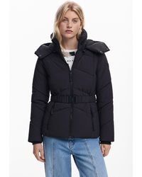 Desigual - Gesteppte Jacke Mit Gürtel, Damen, Polyester, Schwarz - Lyst