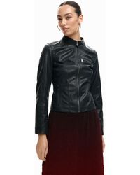Desigual - Mao Collar Jacket, Polyurethane - Lyst