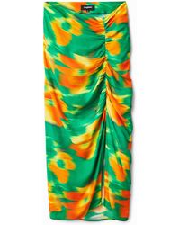 Desigual - Slim Midi Skirt With Slit, Viscose - Lyst
